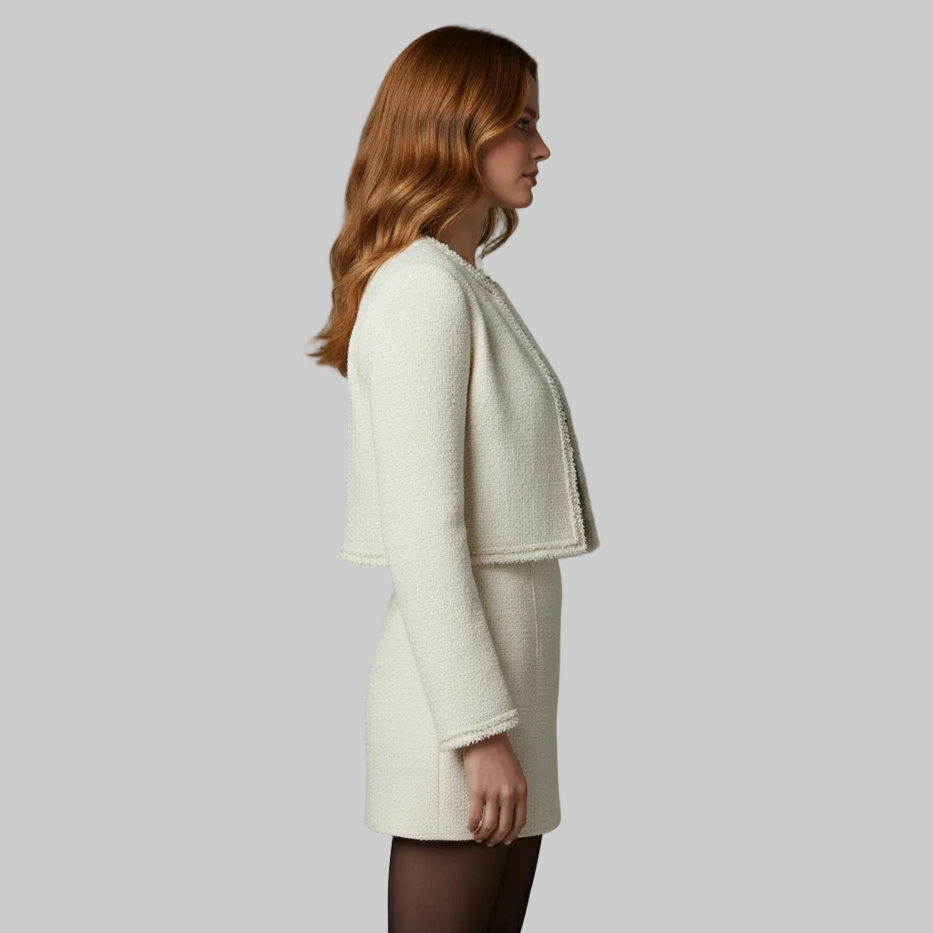 Women's Tweed Cropped Jacket & Mini Skirt Set