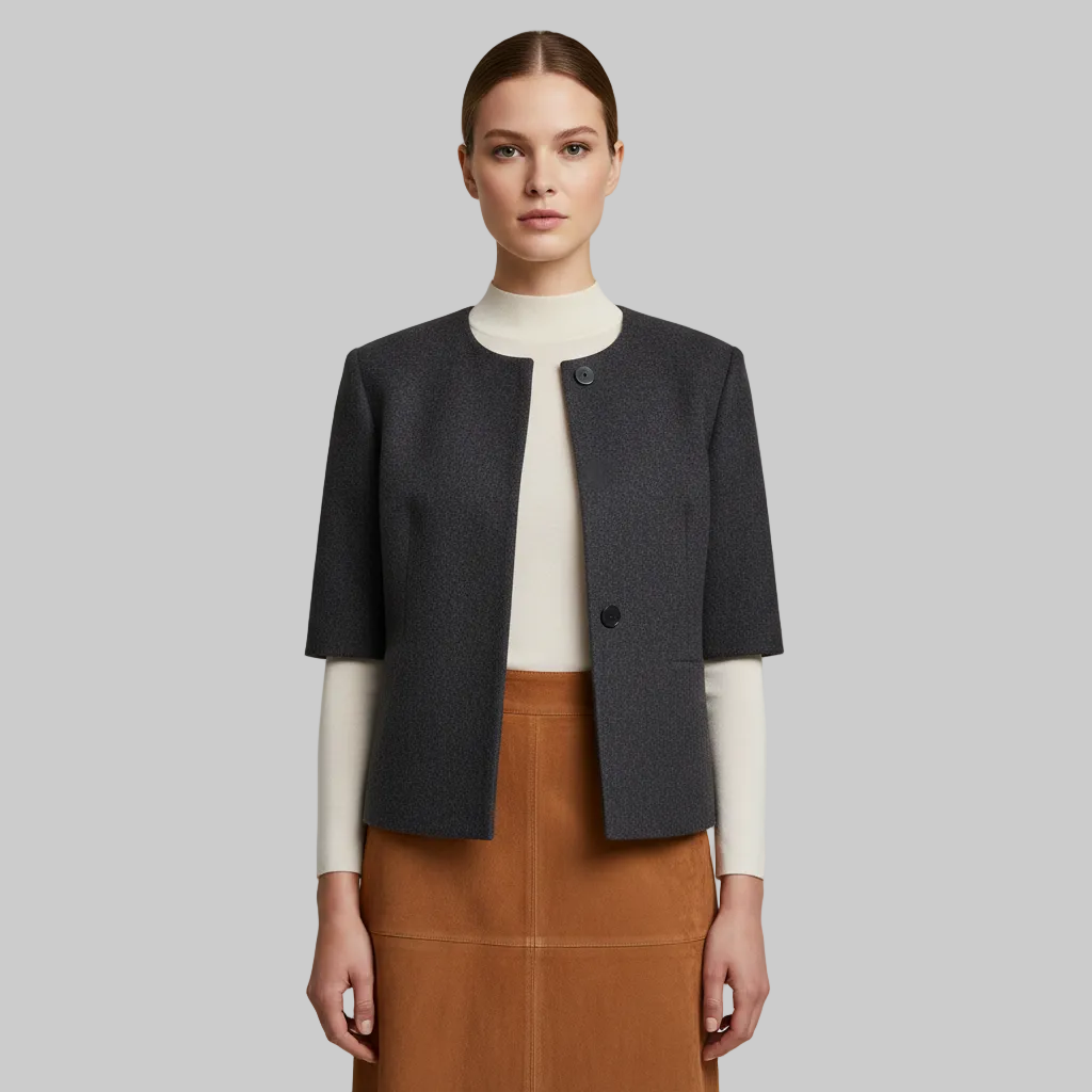 Women's Cropped Collarless Jacket