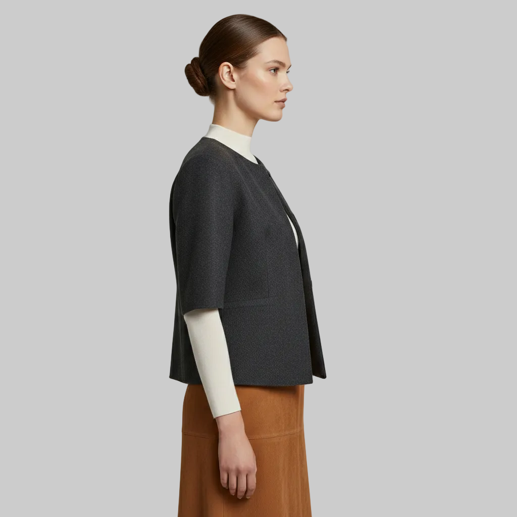 Women's Cropped Collarless Jacket