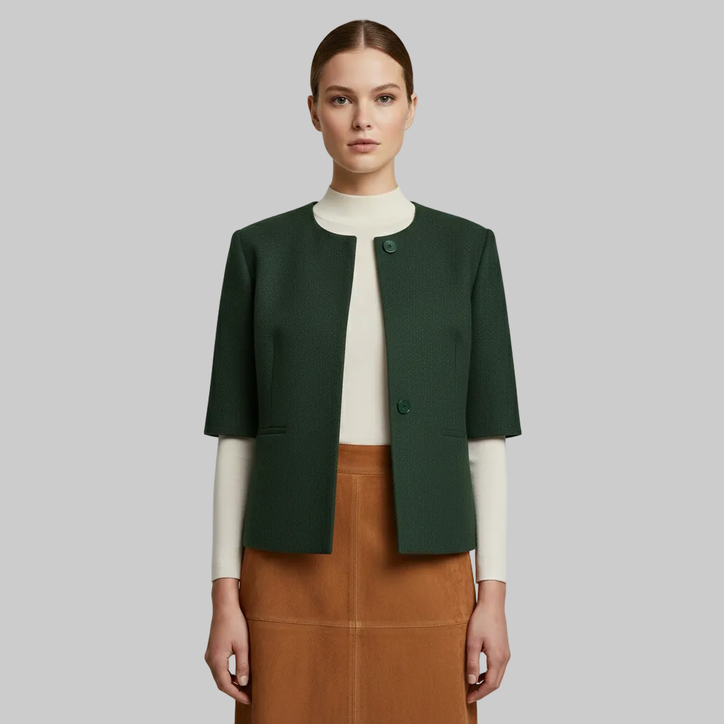Women's Cropped Collarless Jacket