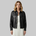 Women's Faux Leather Shirt Jacket