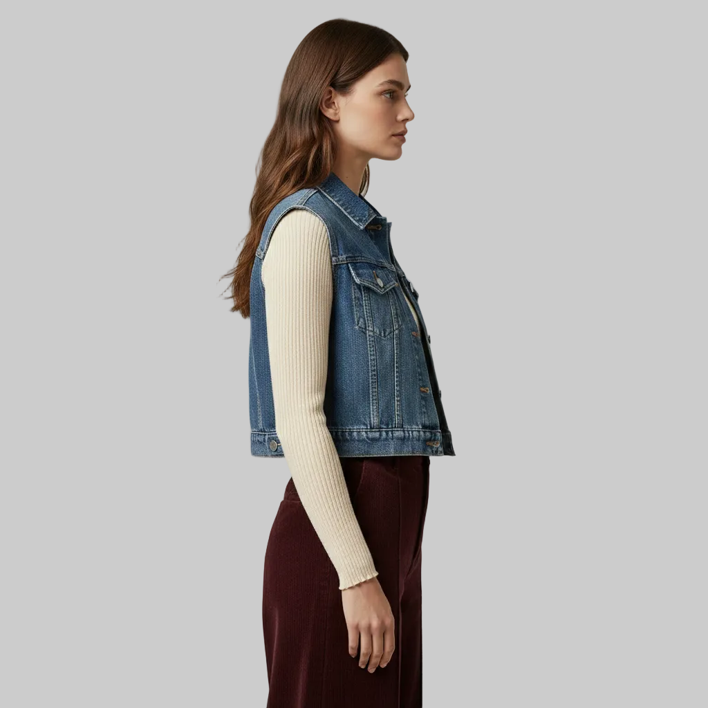 Women's Cropped Denim Vest