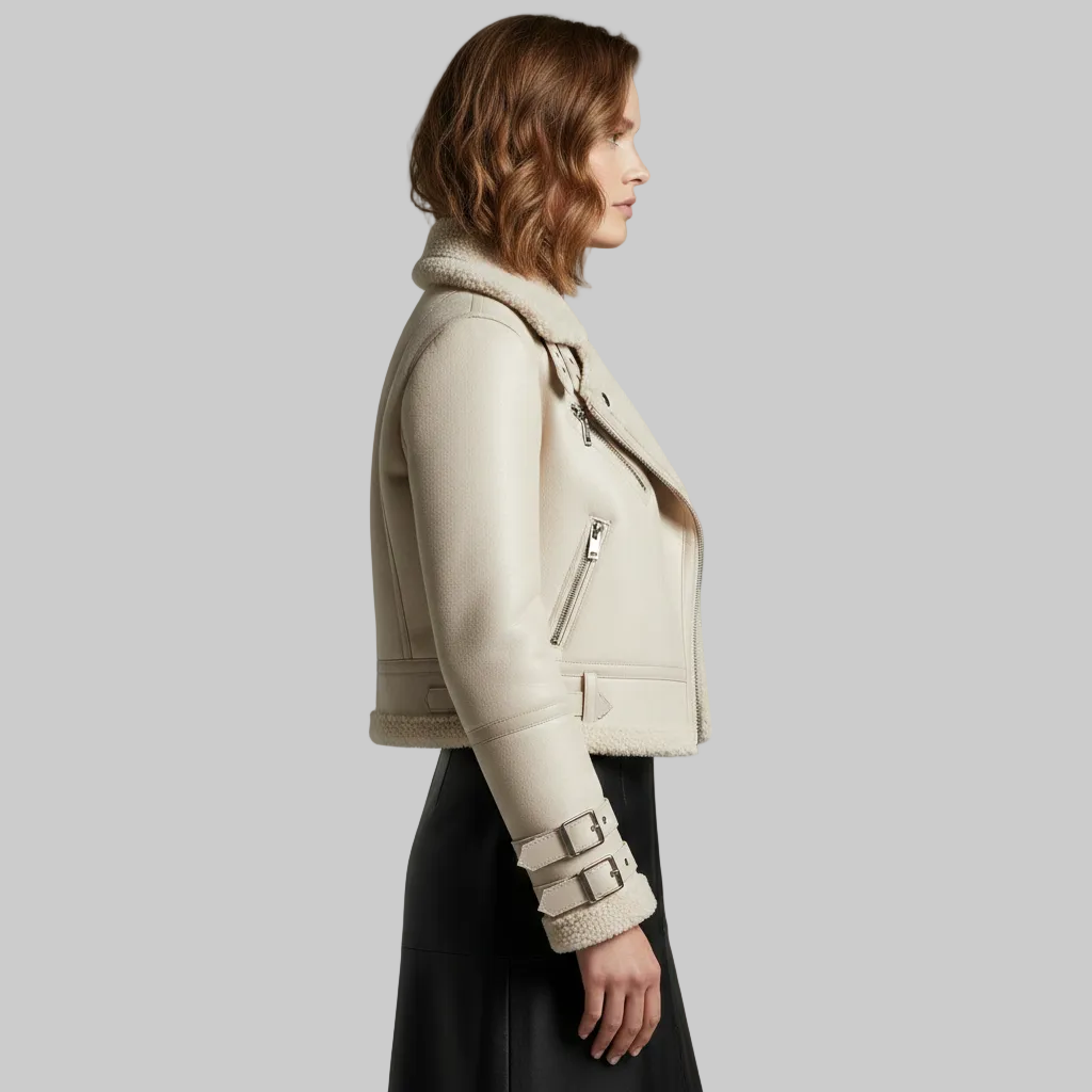 Women's Faux Shearling Biker Jacket