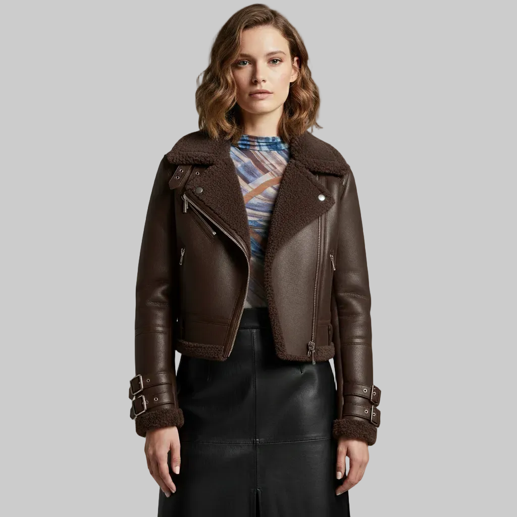 Women's Faux Shearling Biker Jacket