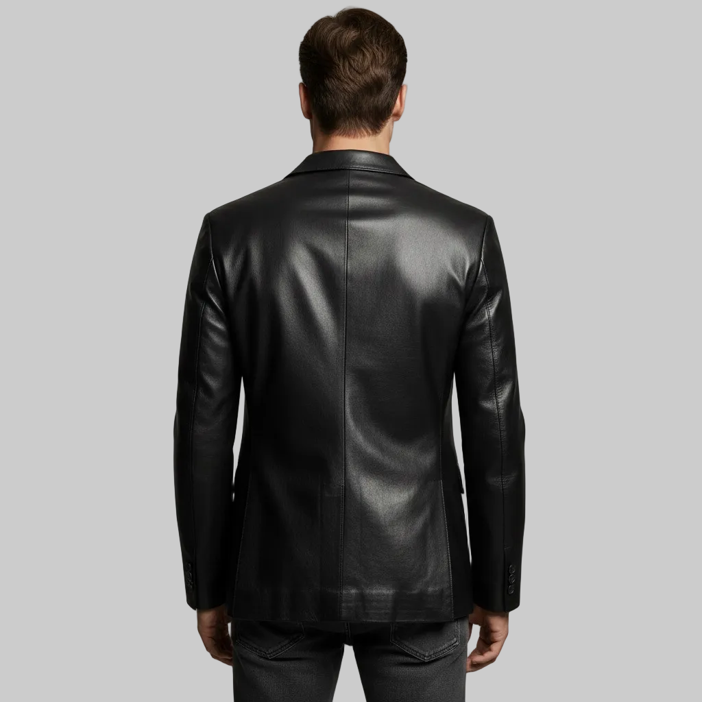 Men's Leather-Look Tailored Blazer