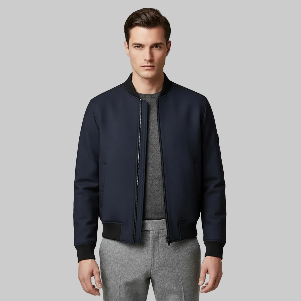 Men's Neoprene-Style Bomber Jacket