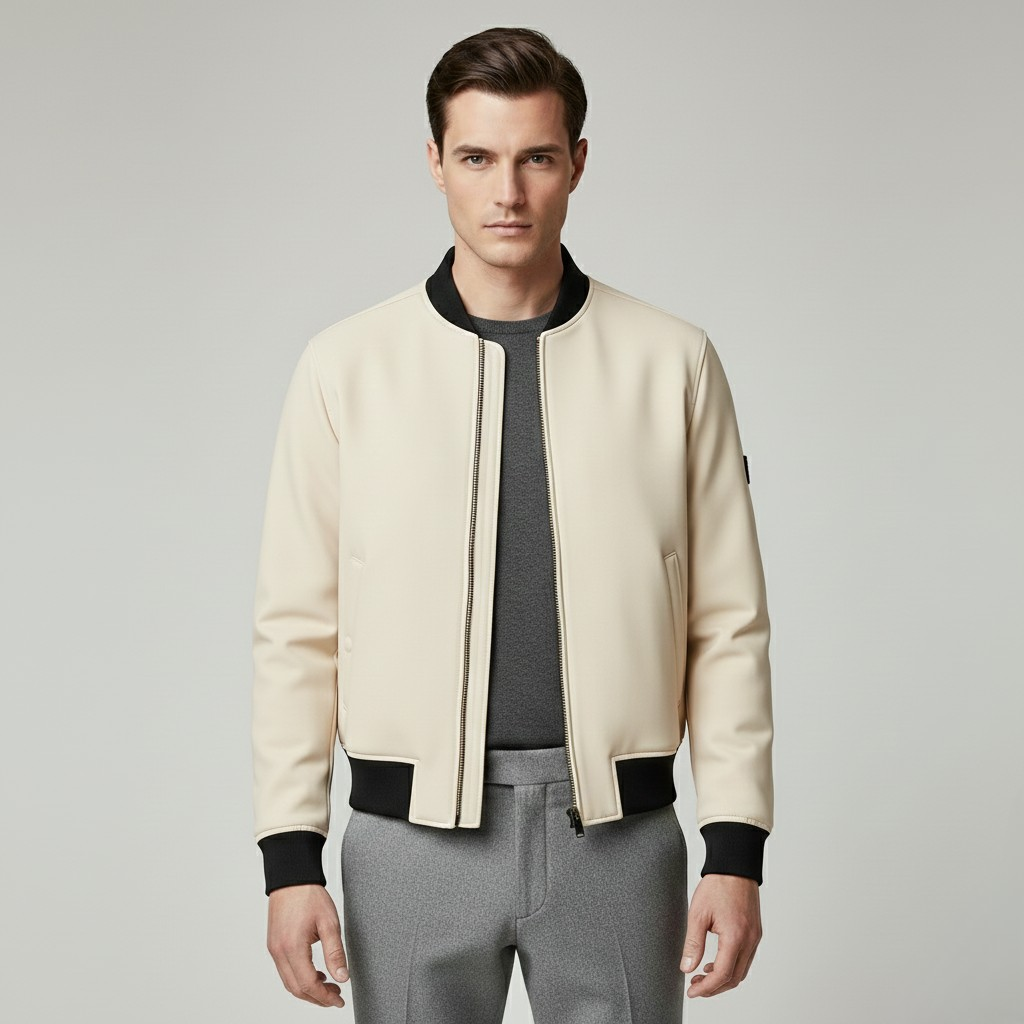 Men's Neoprene-Style Bomber Jacket