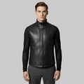 Men's Buckle Neck Leather-Look Zip Vest