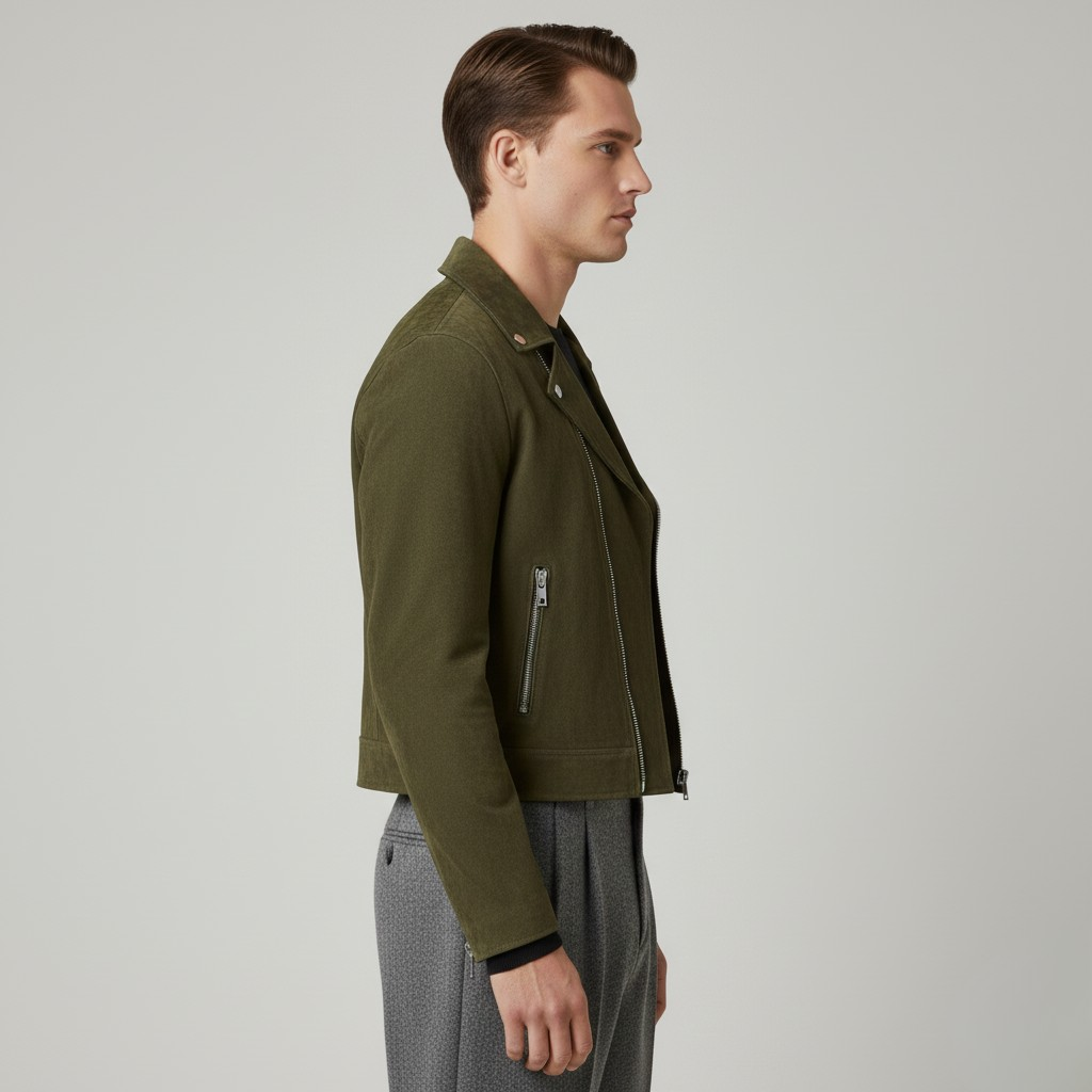 Men's Suede-Look Biker Jacket