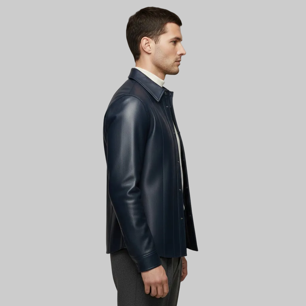 Men's Leather Shirt Jacket
