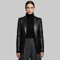 Women's Leather-Look Tailored Blazer