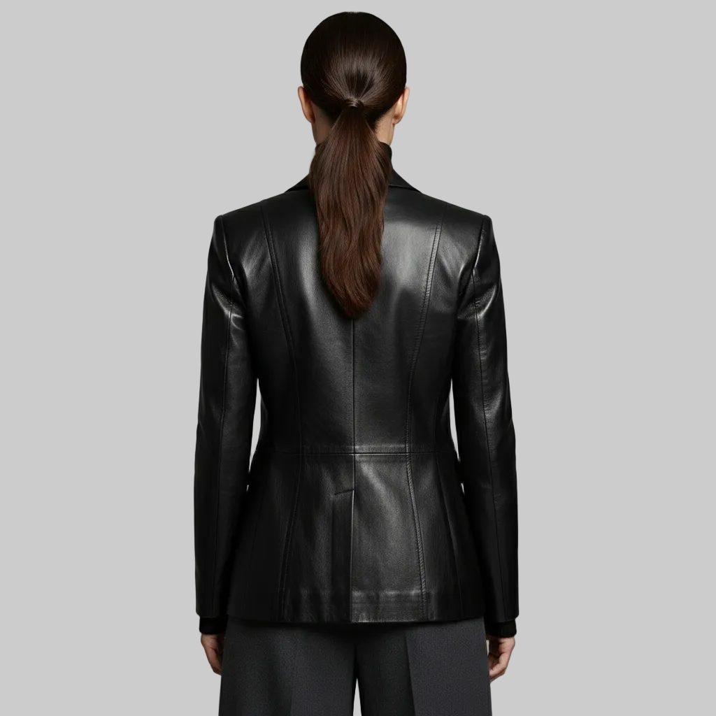 Women's Leather-Look Tailored Blazer