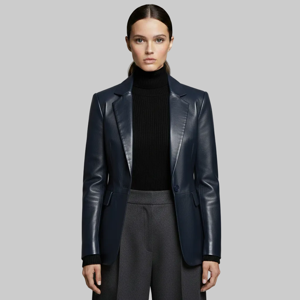 Women's Leather-Look Tailored Blazer