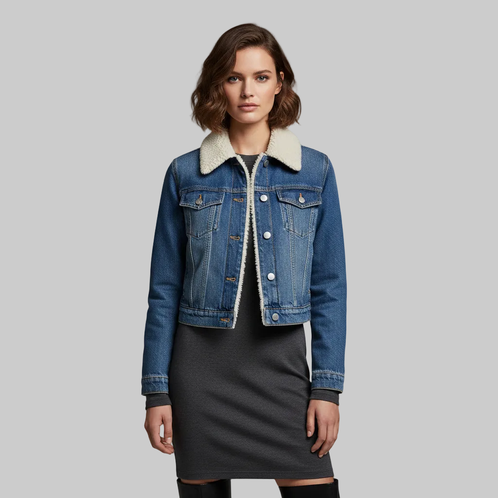 Women's Sherpa Collar Denim Jacket