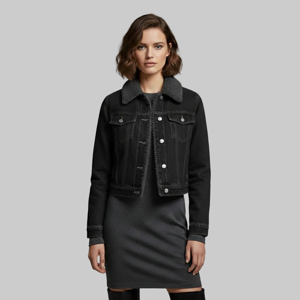 Women's Sherpa Collar Denim Jacket